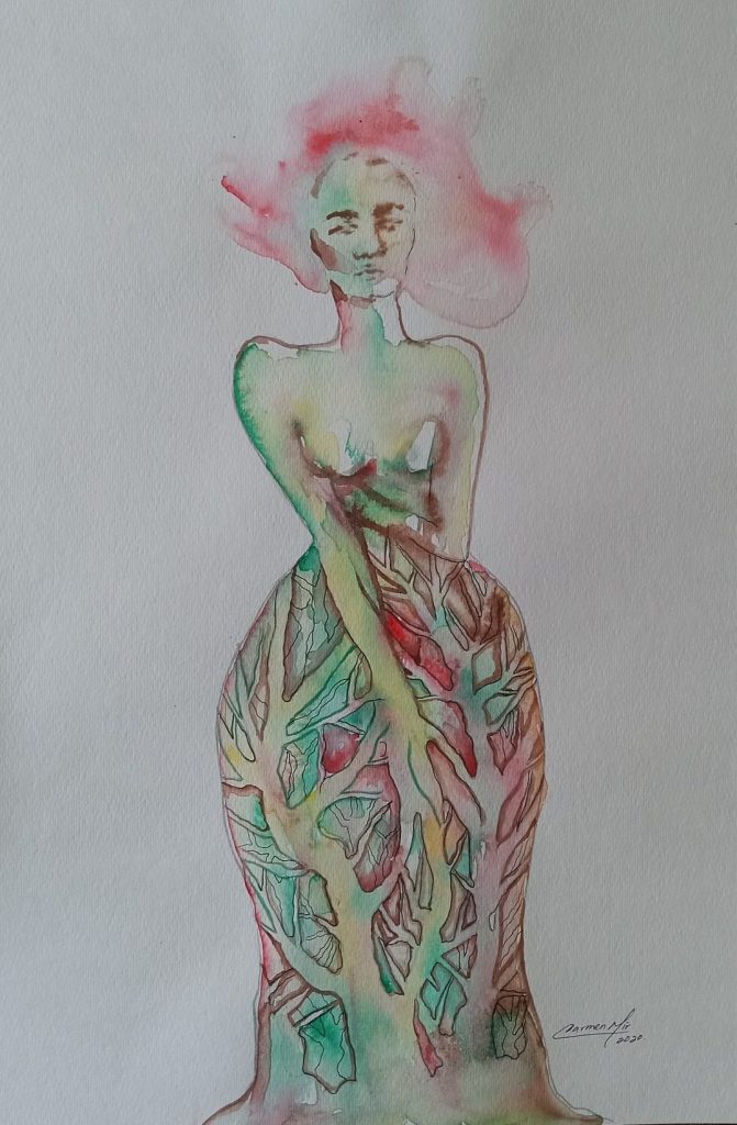 The color of Christmas.12 in x 24 in. Watercolor on Cardstock.Available.