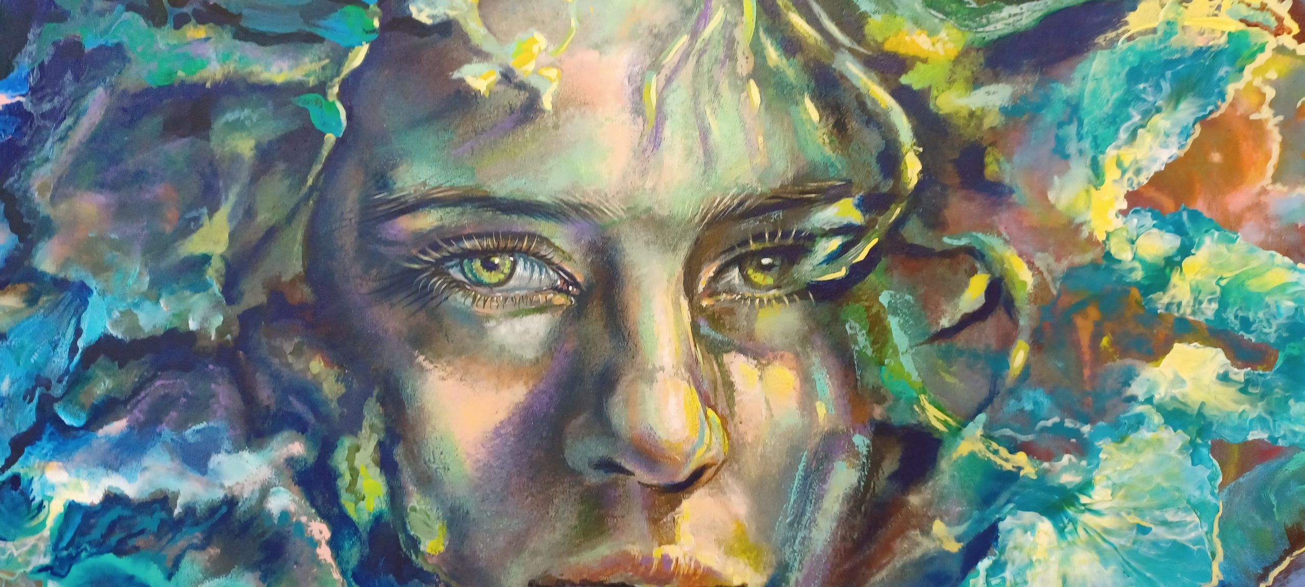 Water Chrysalis. 38.18 in x 51.18 in.acrylic on canvas.Available