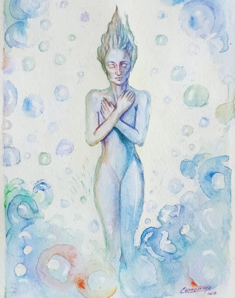 Ninfa. 9 in x 12 in.Watercolor on Cardstock.Available.
