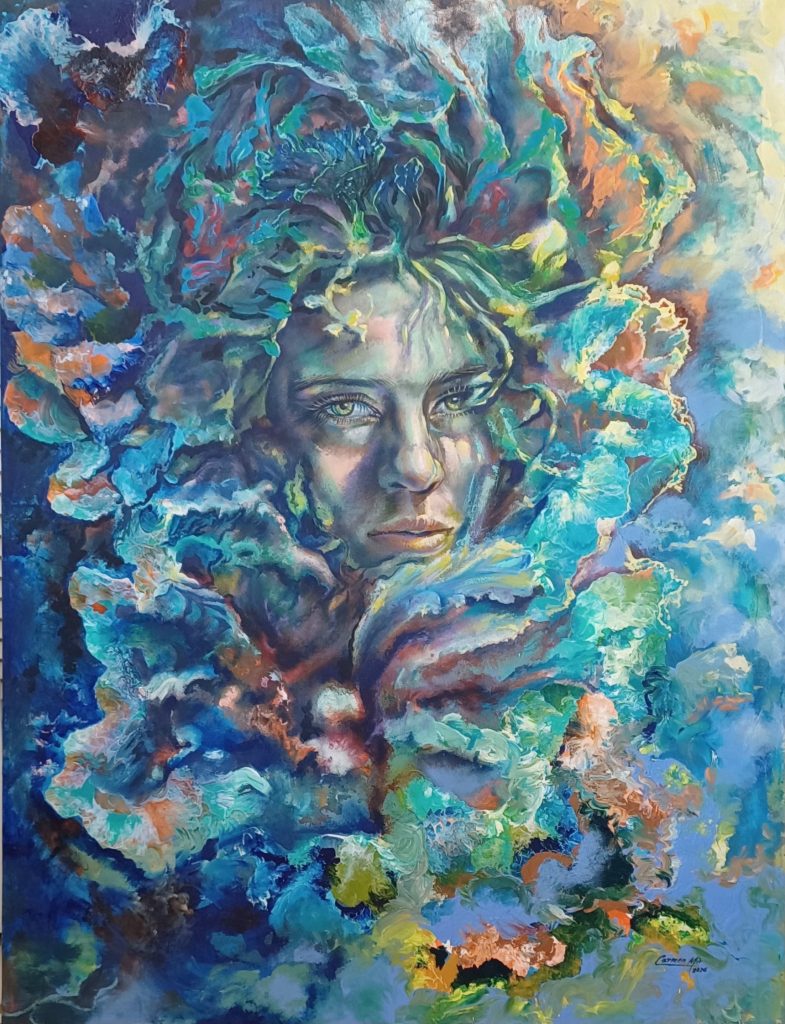 Water Chrysalis. 38,18 in x 51,18 in.acrilic on canvas.Available