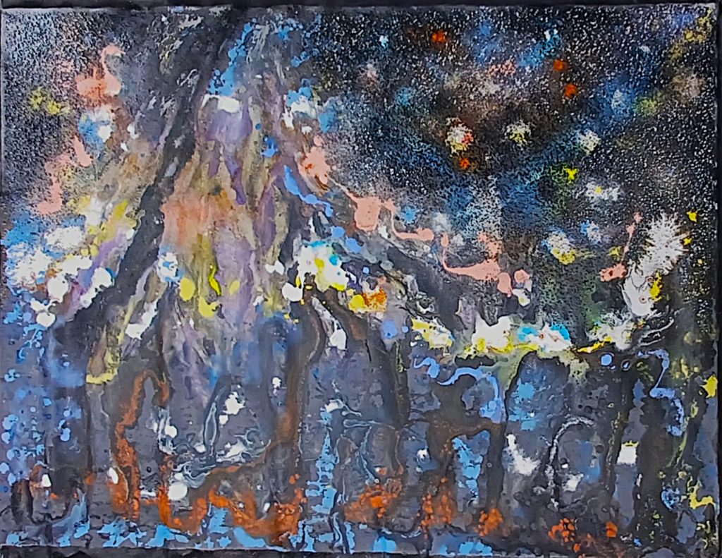 Luces de Ciudad. 51.18 in x 38.18 in. Acrylic and sand on canvas. Available.
