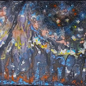 Luces de Ciudad. 51.18 in x 38.18 in. Acrylic and sand on canvas. Available.